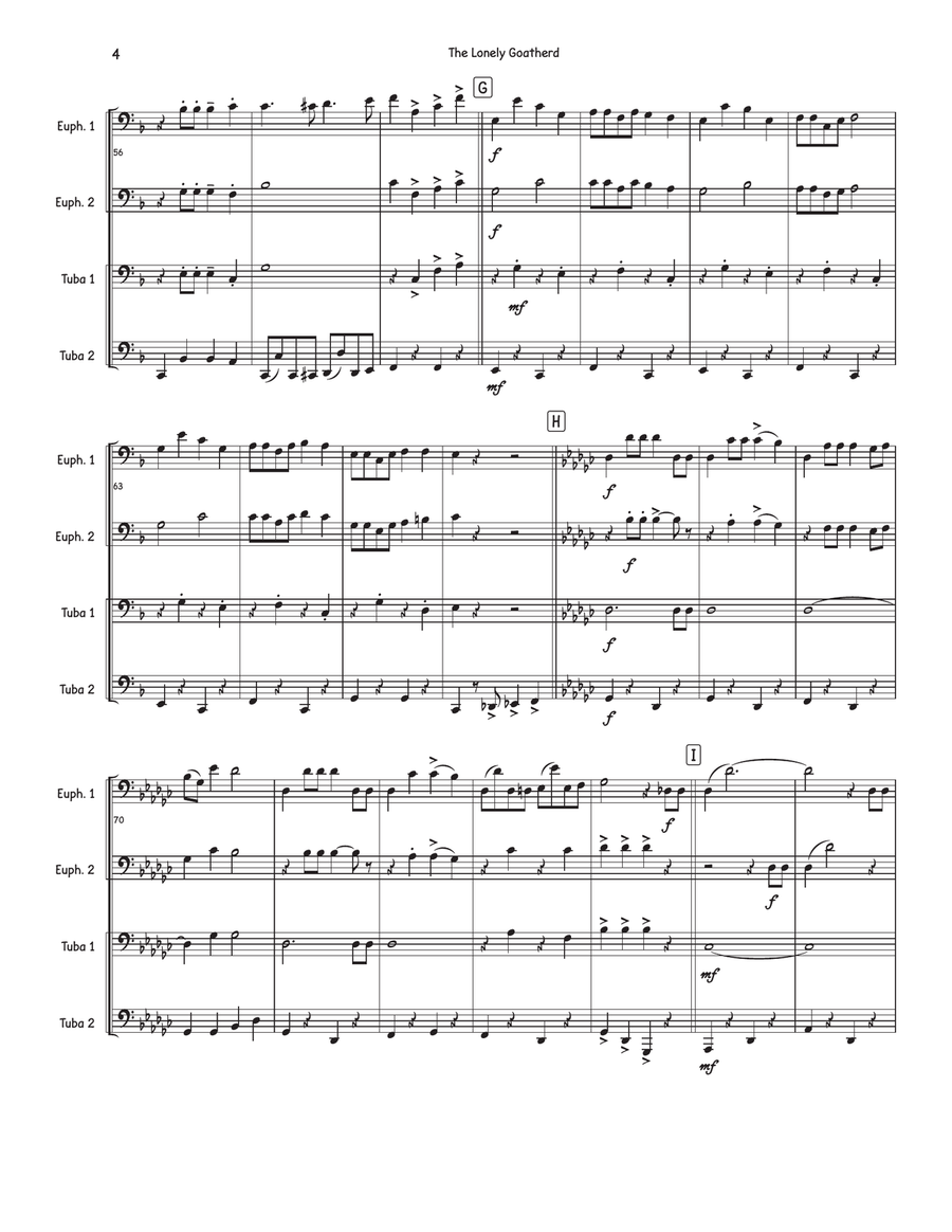 The Lonely Goatherd Brass Quartet scores gallery preview page 4