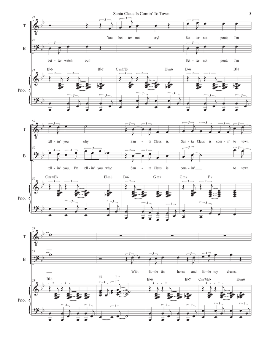 Santa Claus Is Comin' To Town Tenor Voice scores gallery preview page 5
