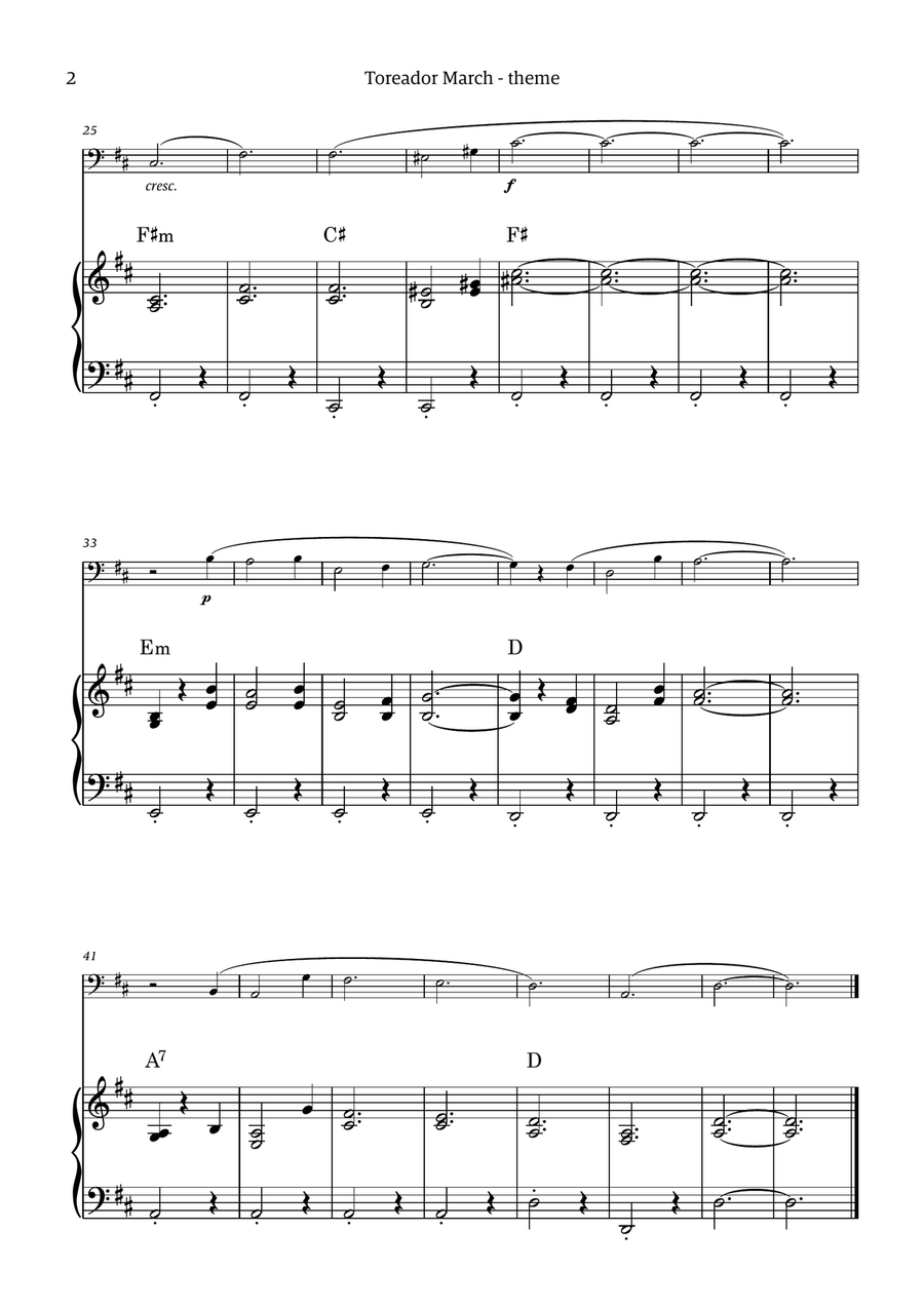 Toreador March (from the opera Carmen) - easy version Chamber Music scores gallery preview page 2