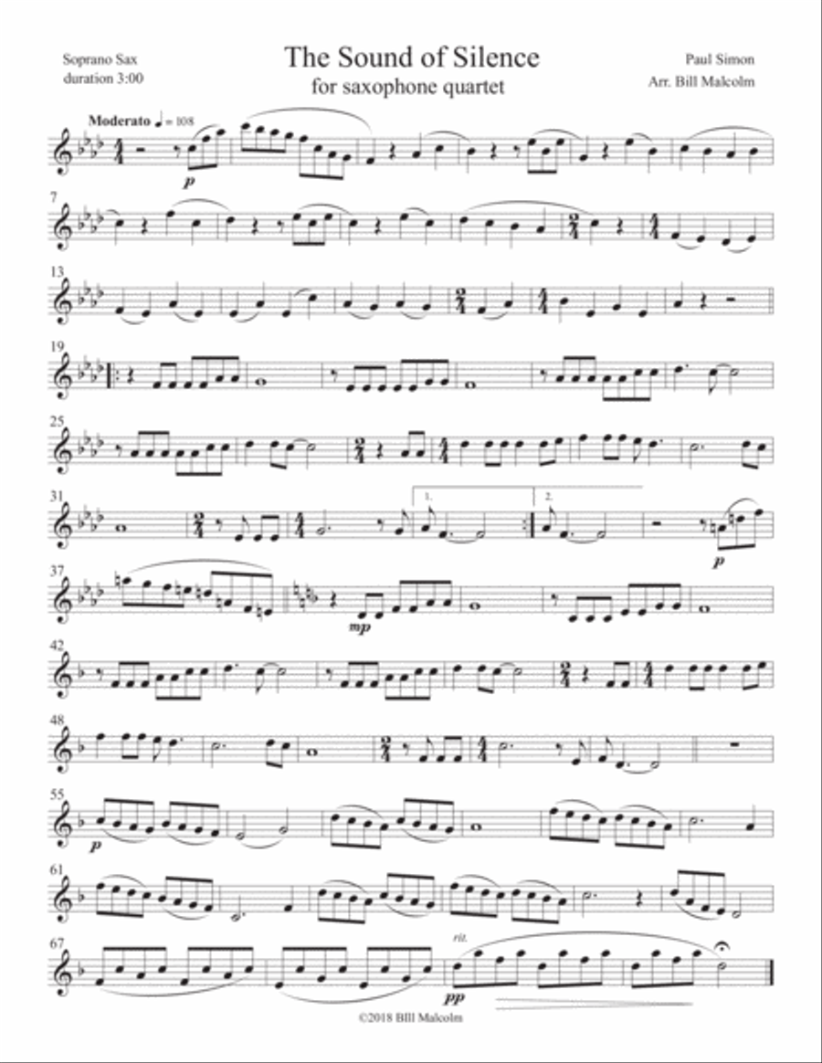 The Sound Of Silence Woodwind Quartet scores gallery preview page 5