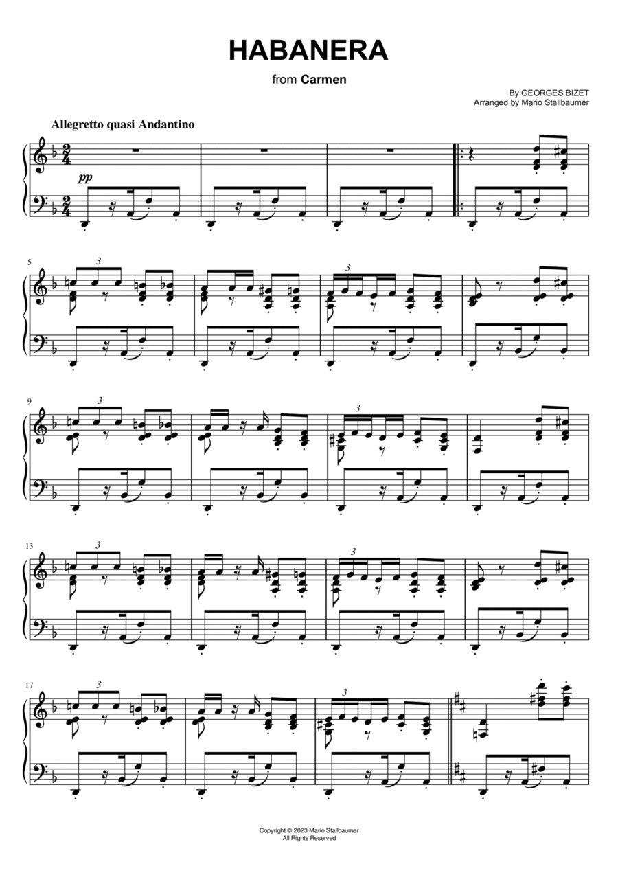 Habanera (from Carmen) Piano Solo scores gallery preview page 1
