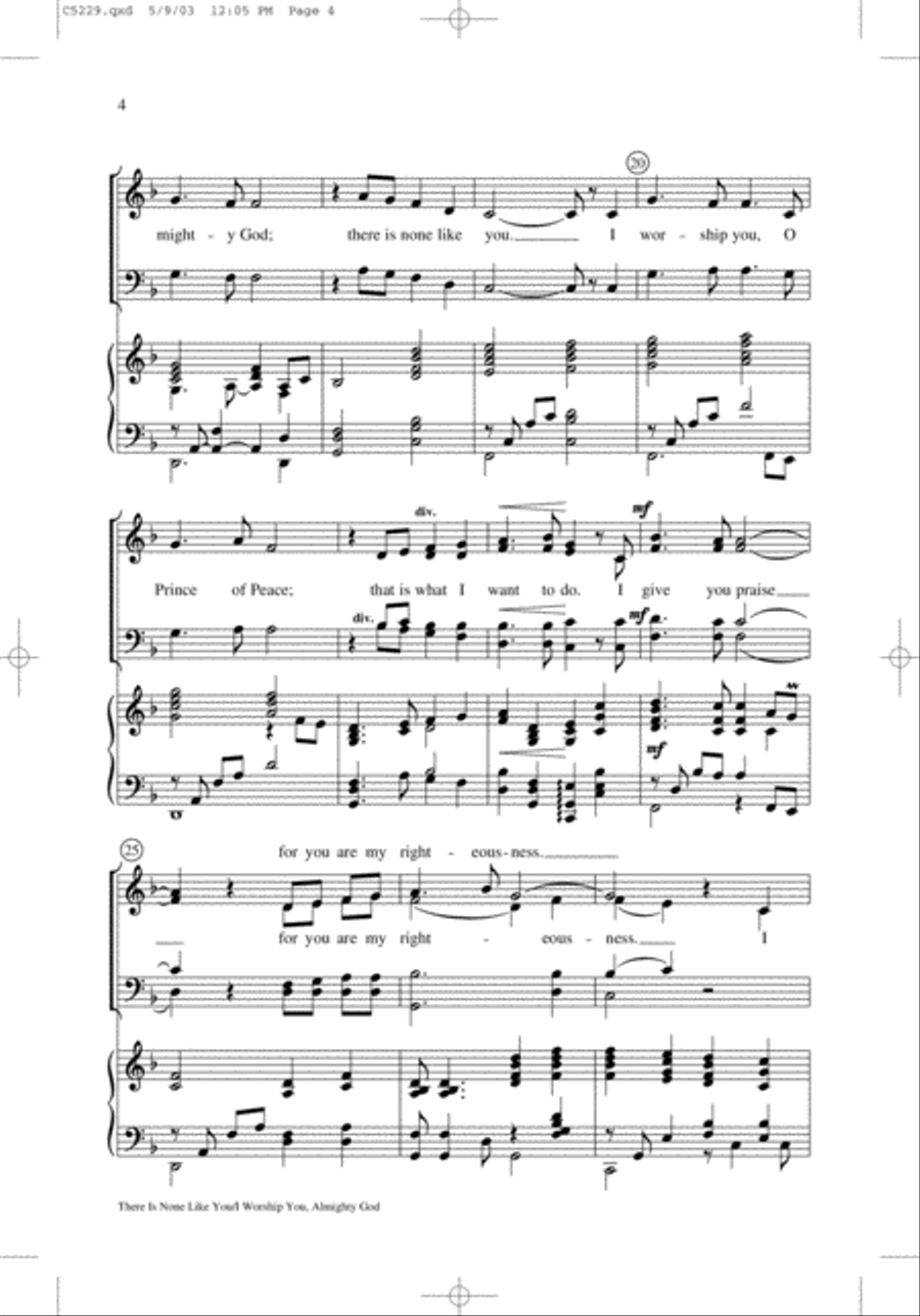 There Is None Like You with I Worship You, Almighty God 4-Part scores gallery preview page 4