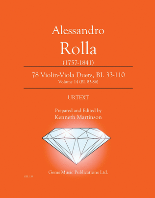 Book cover for 78 Violin-Viola Duets, BI. 33-110 Volume 14 (BI. 83-86)