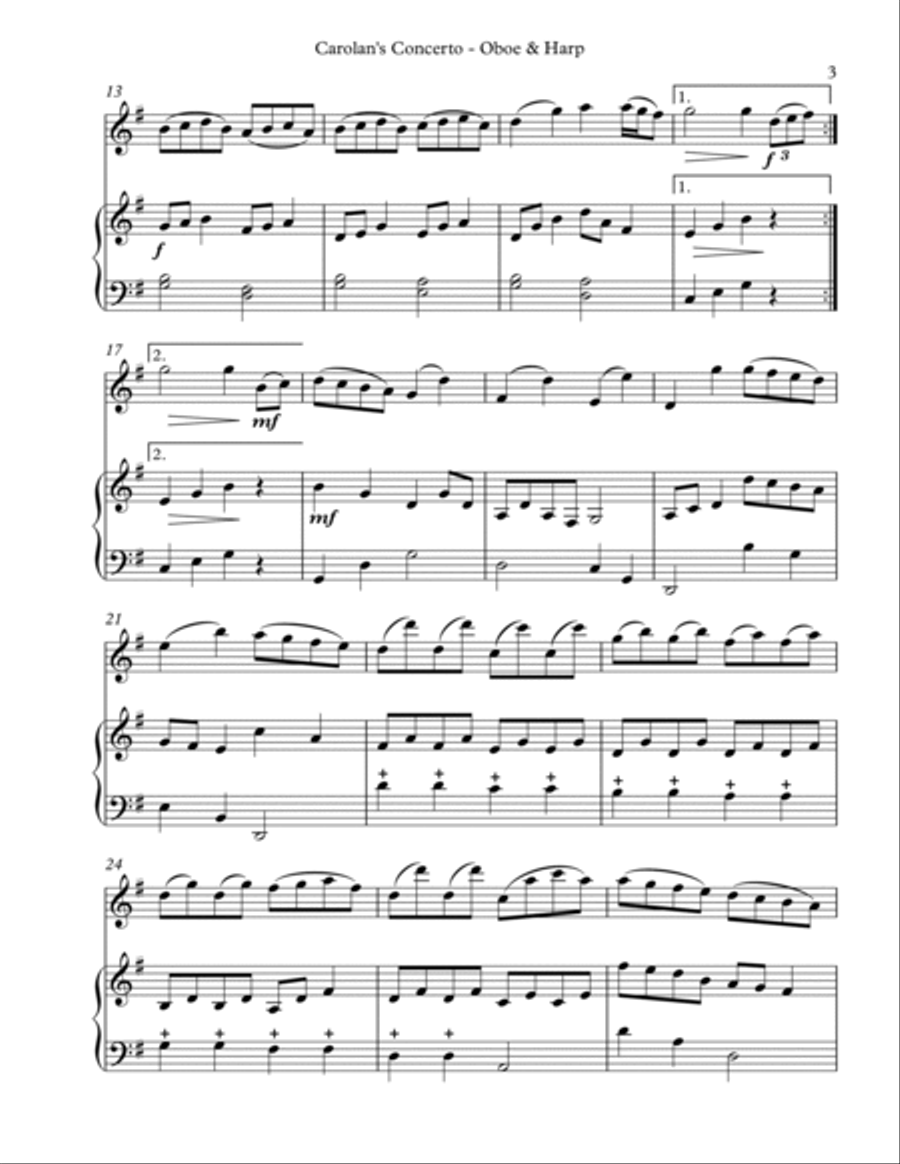 Carolan’s Concerto, Duet for Oboe & Harp Oboe scores gallery preview page 3