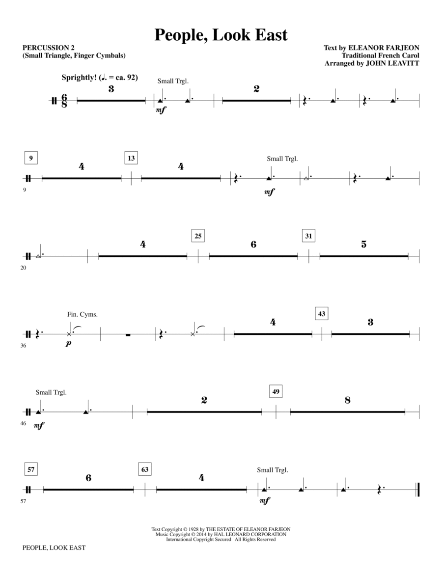 People, Look East - Percussion 2 Choir scores gallery preview page 1