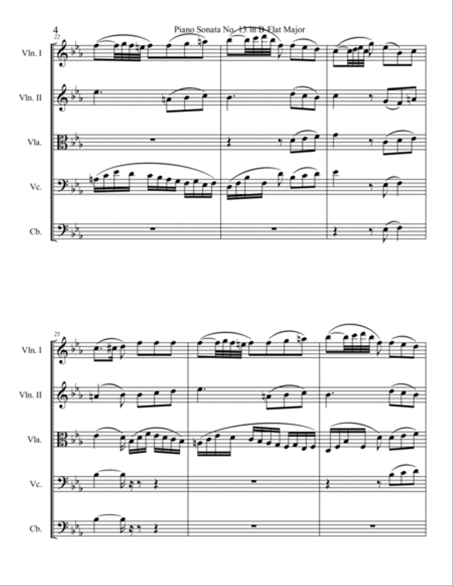 Piano Sonata No. 13, Movement 2 String Orchestra scores gallery preview page 4