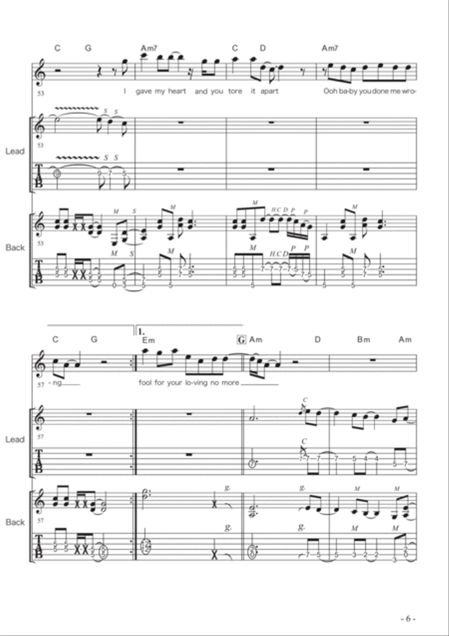 Fool For Your Loving Guitar Tablature scores gallery preview page 6