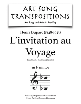 Book cover for DUPARC: L'invitation au Voyage (transposed to F minor)