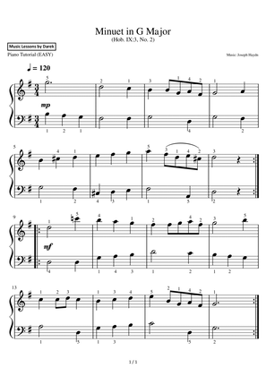 Minuet in G Major (EASY PIANO) (Hob. IX:3, No. 2) [Joseph Haydn]
