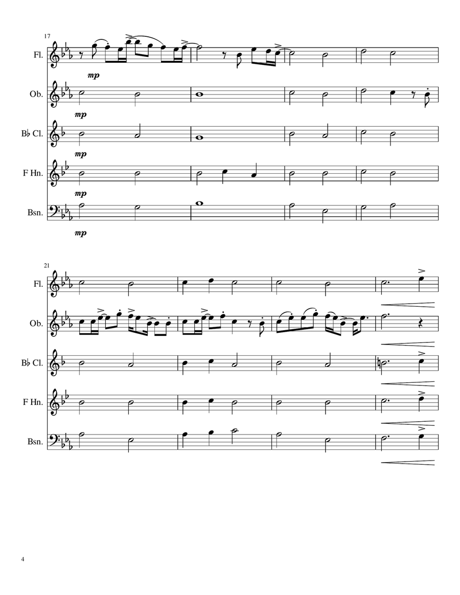 Fireflies Woodwind Quintet scores gallery preview page 4