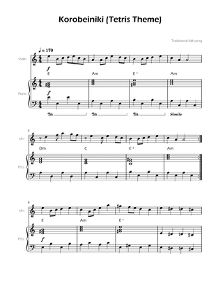 Tetris Theme for Violin and Piano