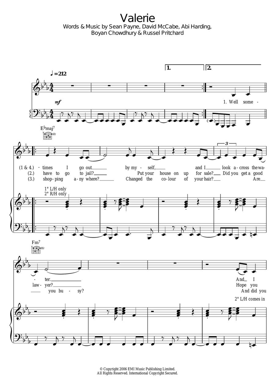 Valerie (feat. Amy Winehouse) Acoustic Guitar scores gallery preview page 1