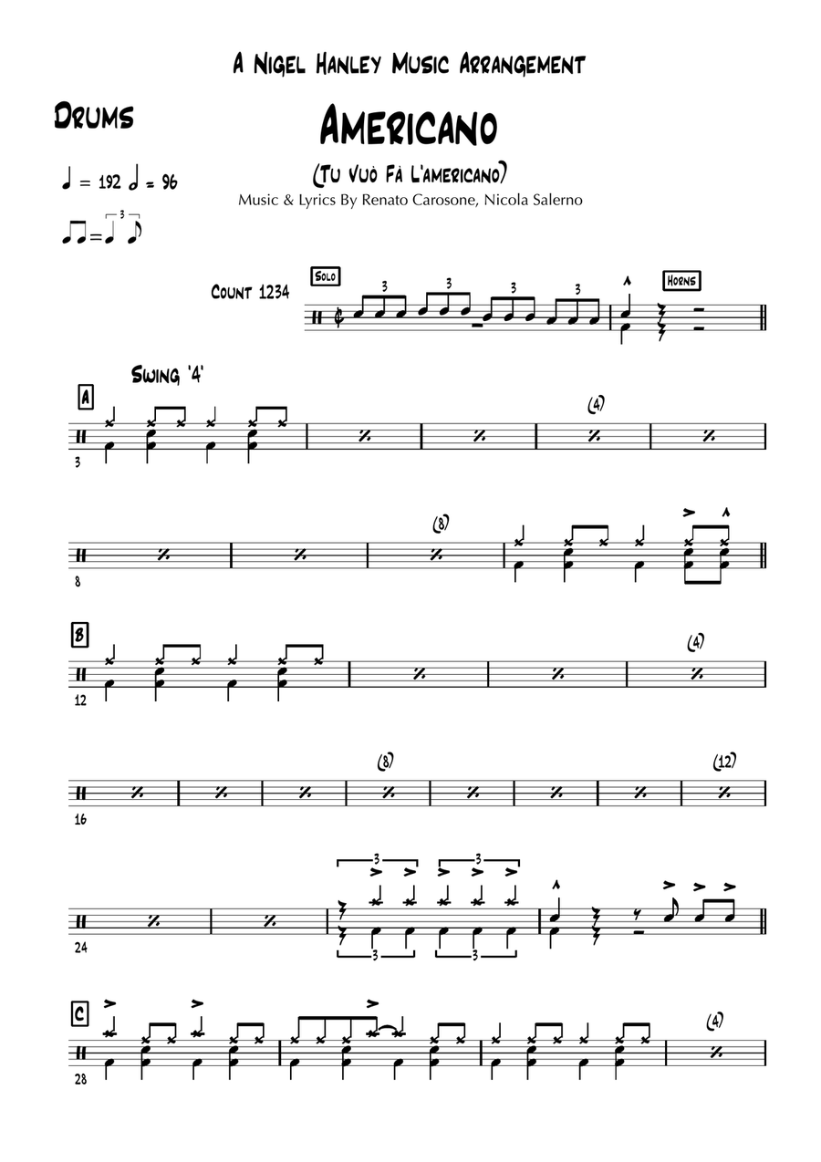 Tu Vuo Fa L Americano Jazz Ensemble scores gallery preview page 2