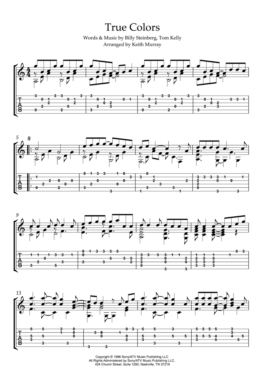 True Colors Electric Guitar scores gallery preview page 1