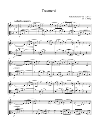Traumerai, for violin & viola duet