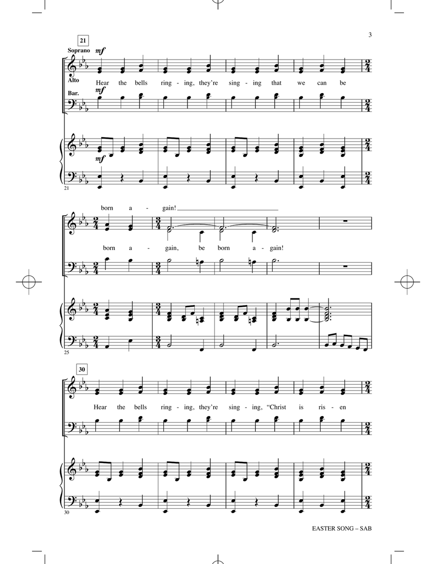 Easter Song Hear The Bells Ringing (arr. Joseph M. Martin) 3-Part scores gallery preview page 2