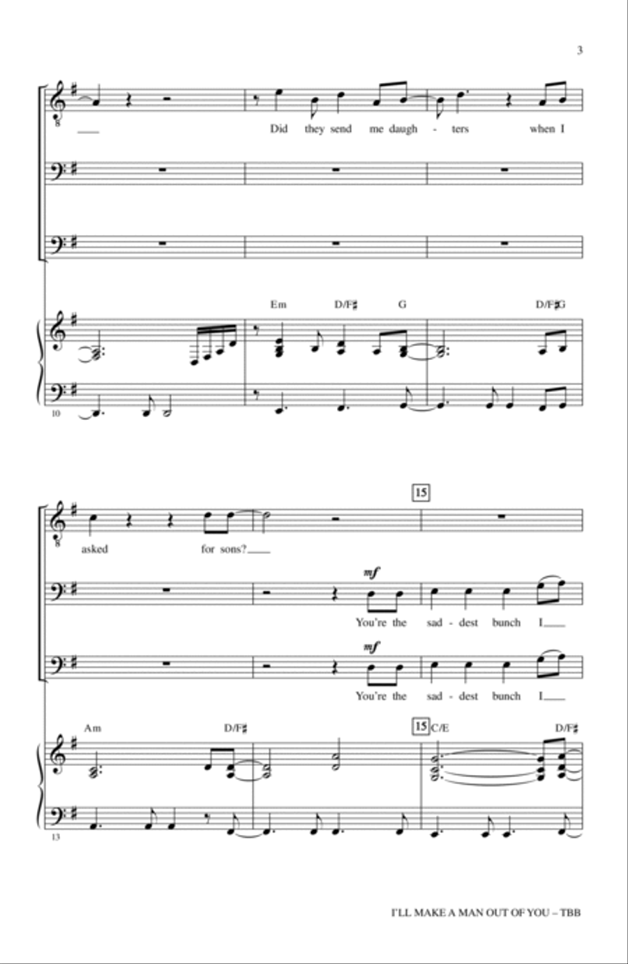 I'll Make A Man Out Of You (from Mulan) (arr. Roger Emerson) 3-Part scores gallery preview page 2
