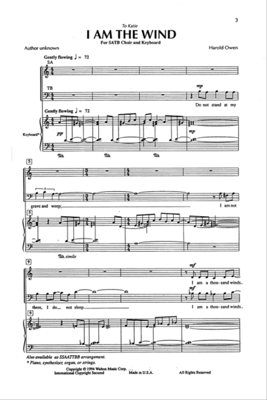 I Am the Wind (SATB) 4-Part scores gallery preview page 2