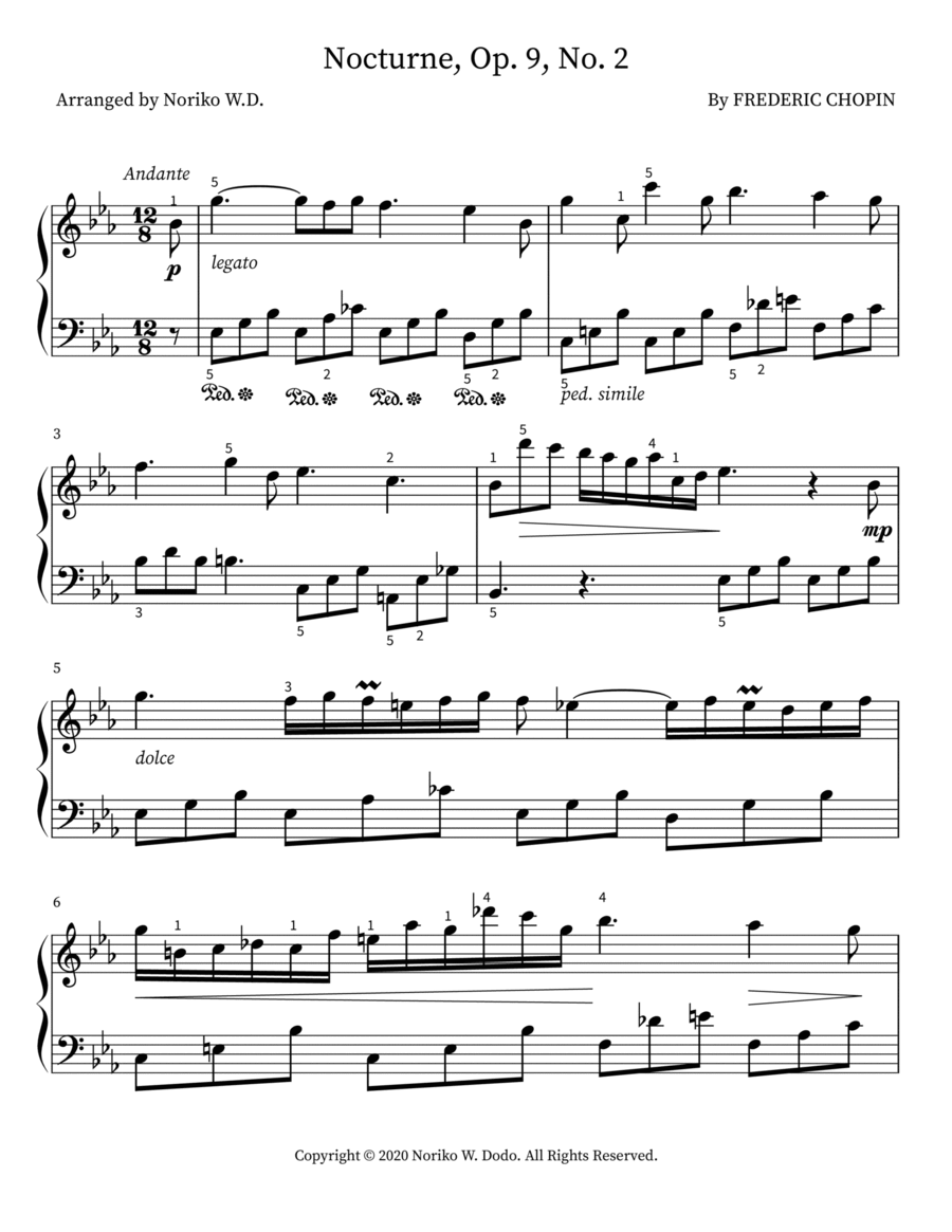 Nocturne, Op. 9, No. 2 Piano Solo scores gallery preview page 1