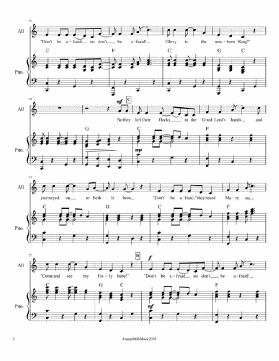 Don't Be Afraid! (Unison Choir) Unison Choir scores gallery preview page 3