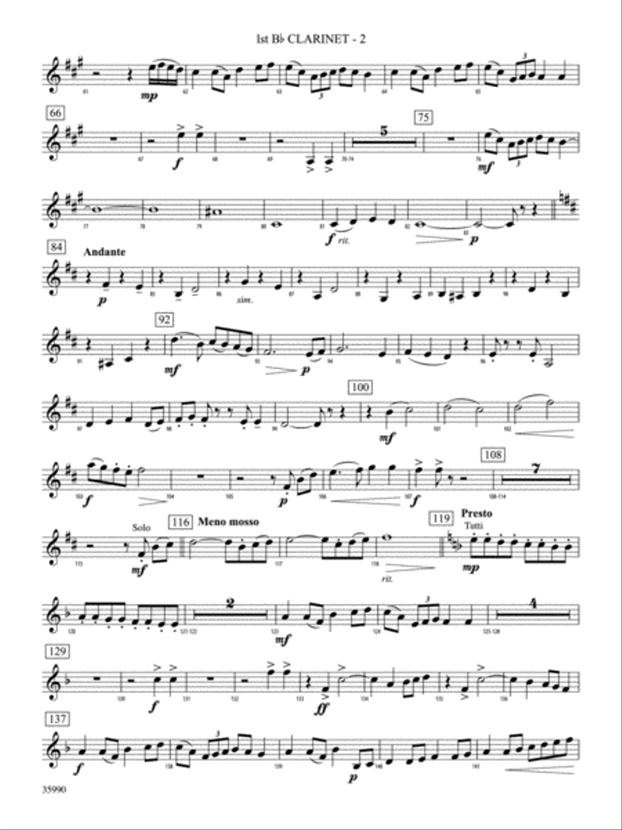 Tales of Vandosar: 1st B-flat Clarinet Full Orchestra scores gallery preview page 2