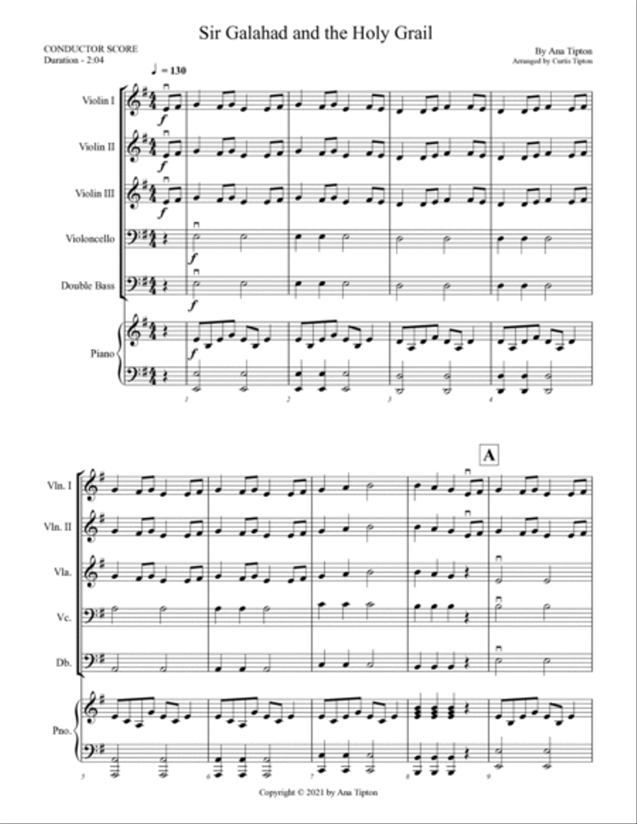 Sir Galahad and the Holy Grail String Orchestra scores gallery preview page 2