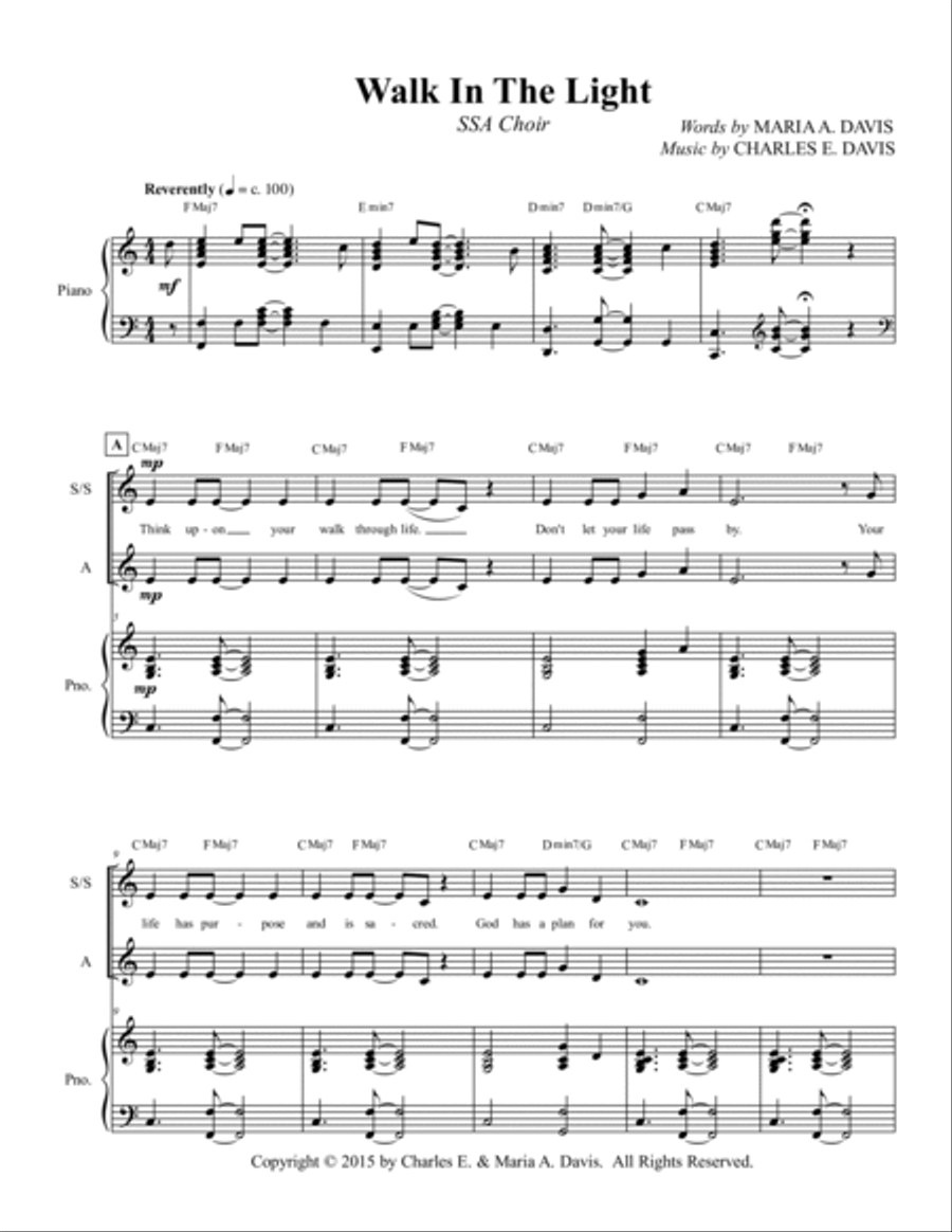Walk in the Light - SSA Choir Version SSA scores gallery preview page 3