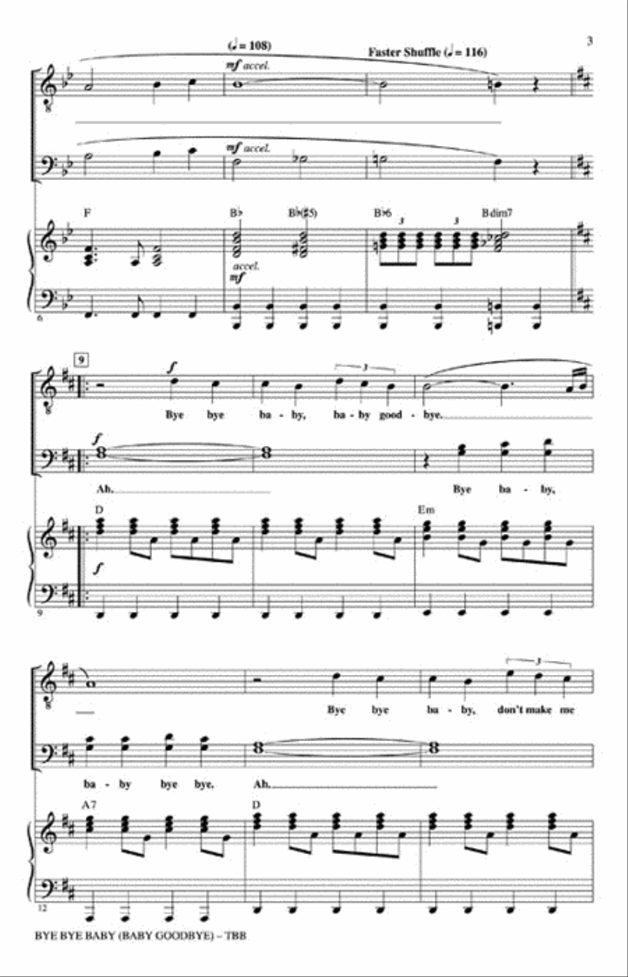 Bye Bye Baby (Baby Goodbye) Show Choir scores gallery preview page 3