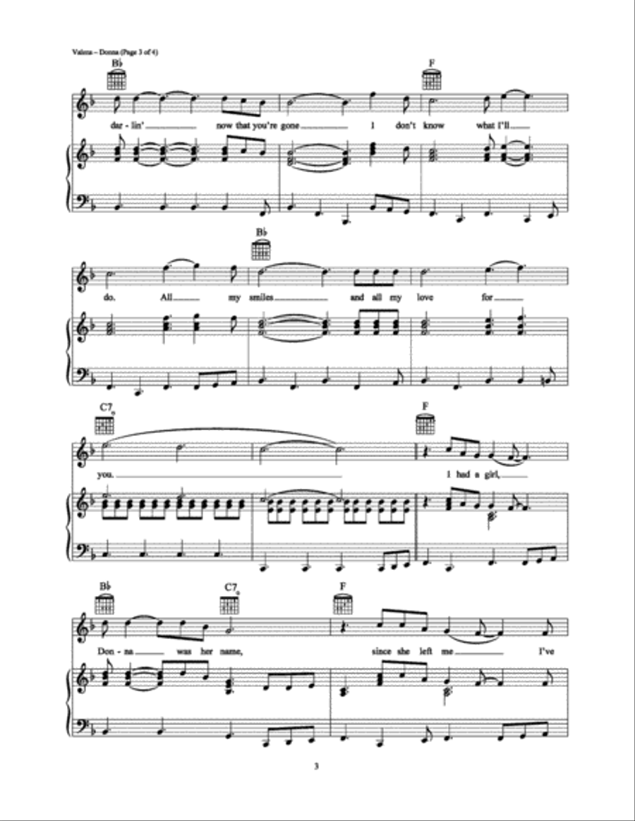 Donna Piano, Vocal, Guitar scores gallery preview page 3