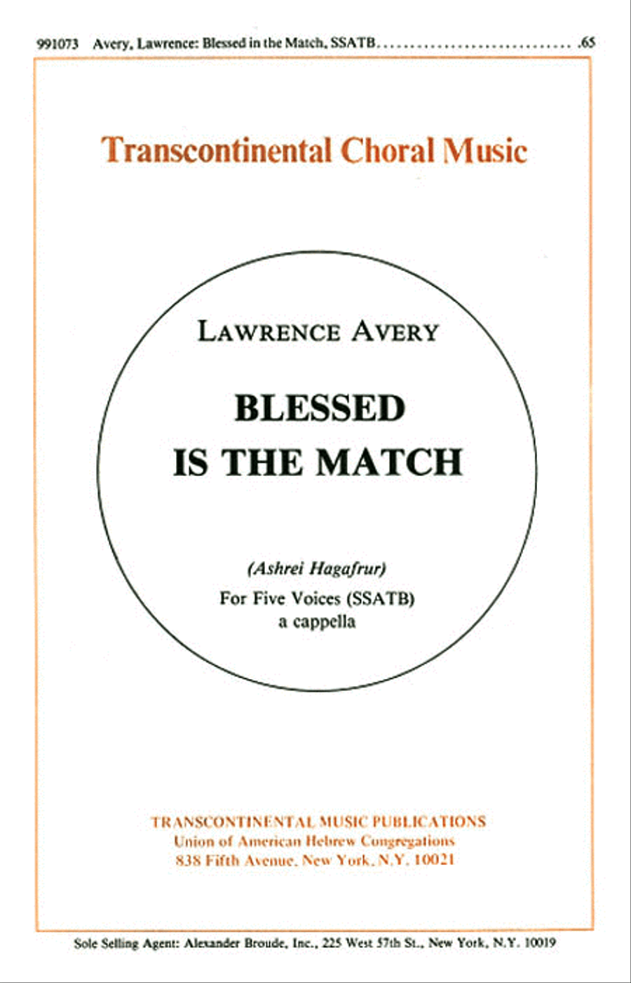 Blessed Is The Match (ashrei Hagafrur) SSATB scores gallery preview page 1