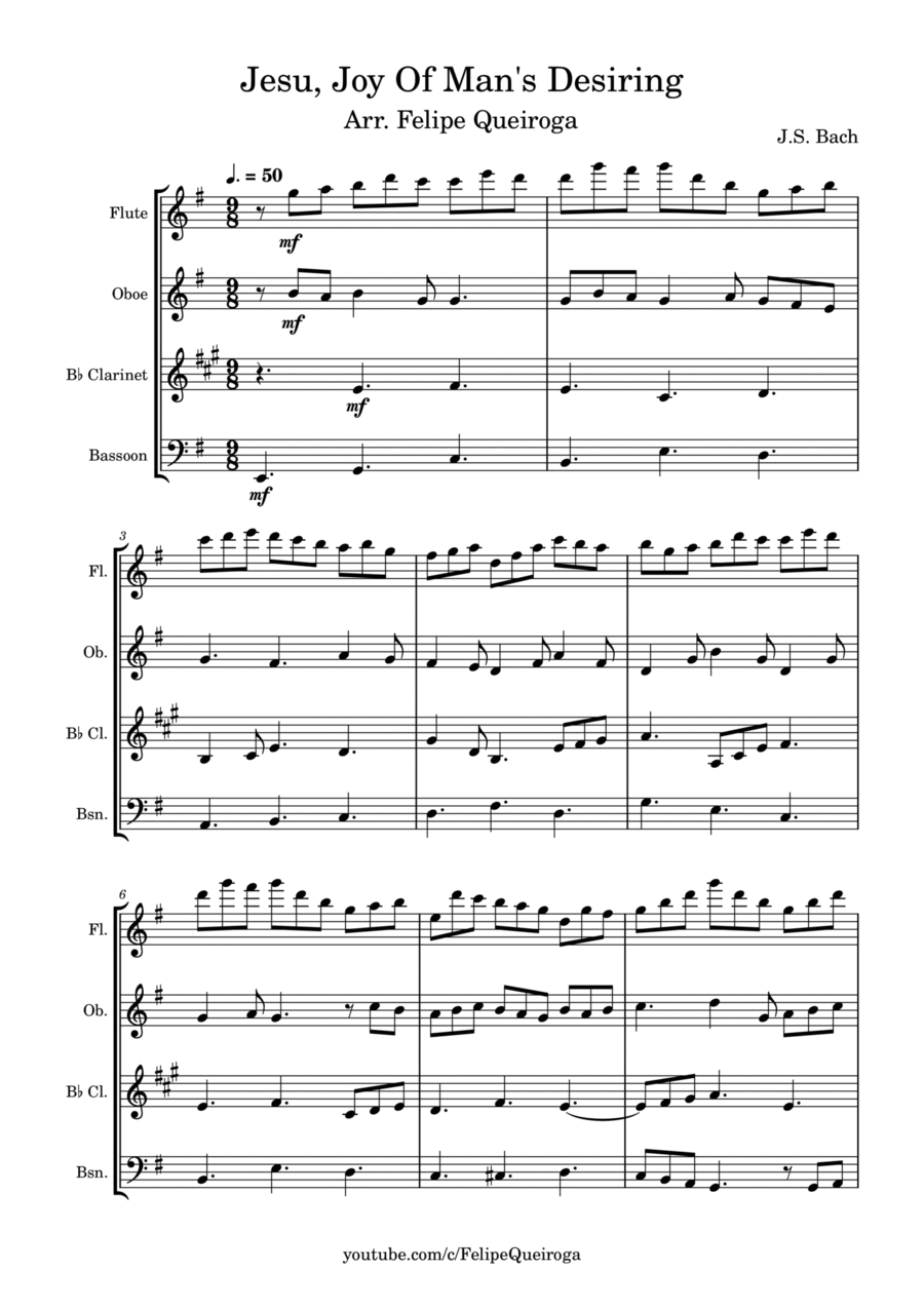 Jesu, Joy Of Man's Desiring Woodwind Quartet scores gallery preview page 1
