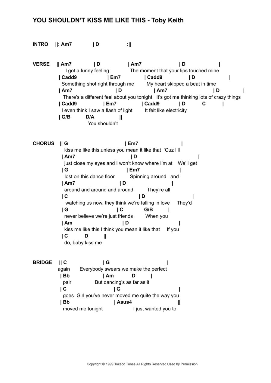 You Shouldn't Kiss Me Like This Acoustic Guitar scores gallery preview page 1