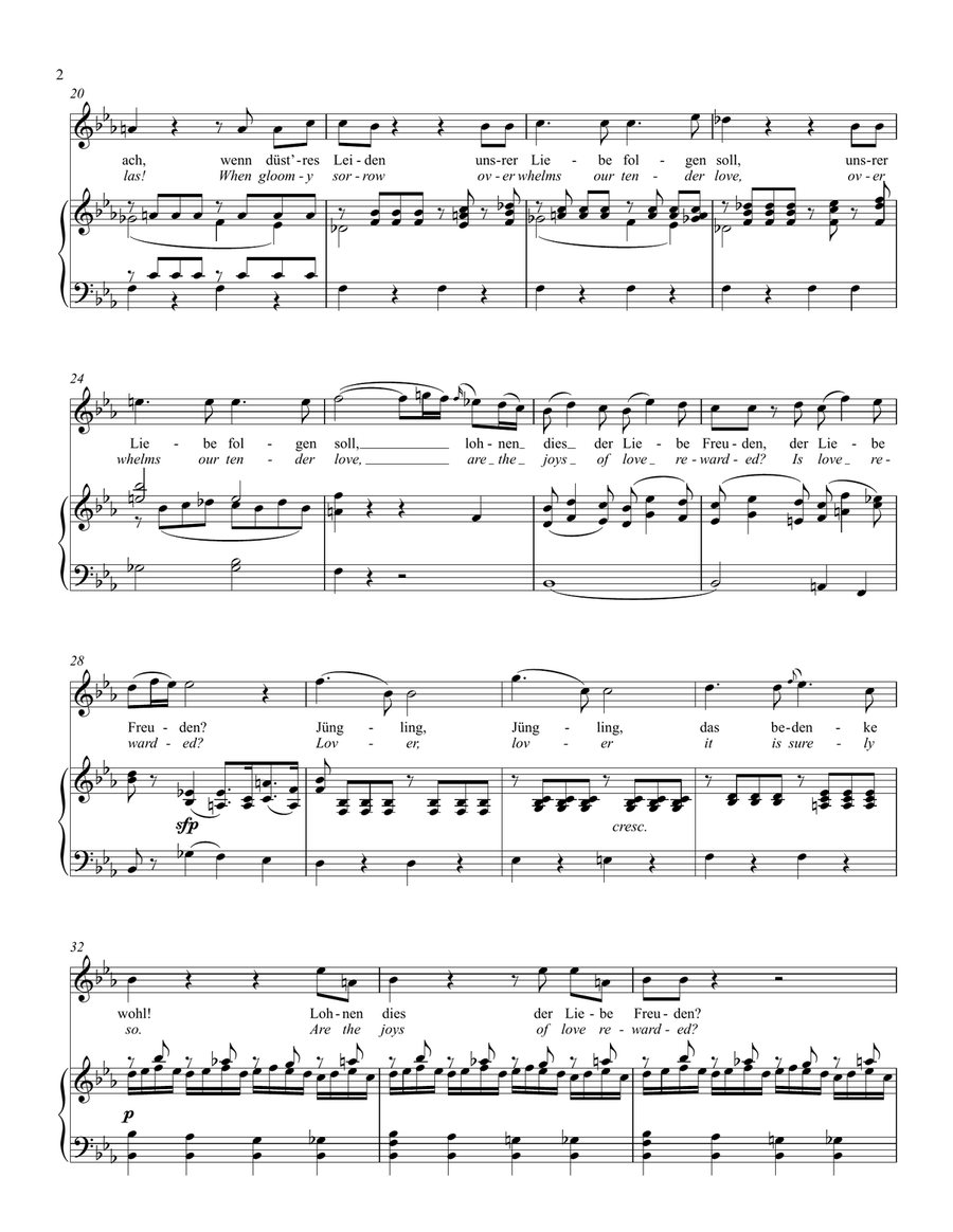 Bester Jüngling (original key) Soprano Voice scores gallery preview page 2