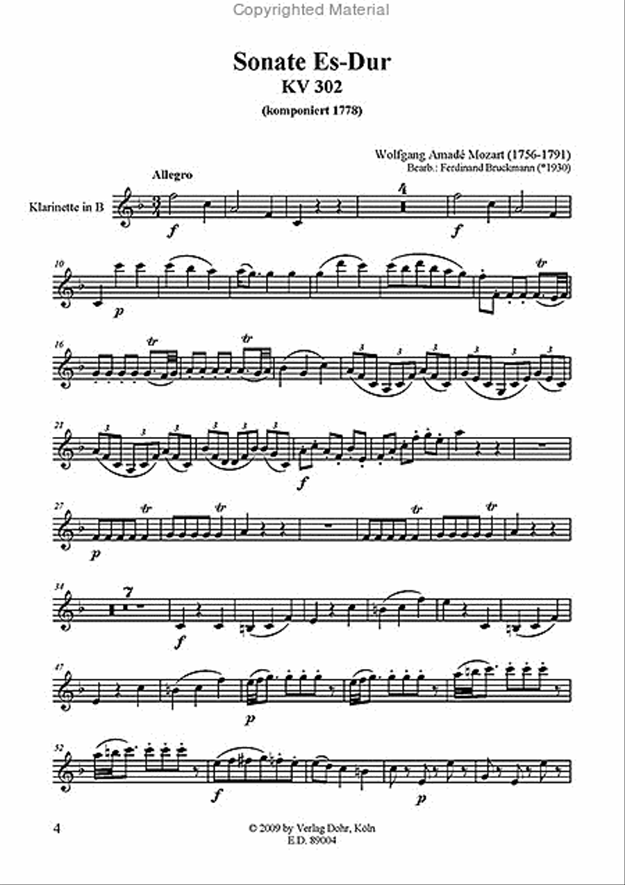 Drei Klarinettensonaten (nach den Violinsonaten eingerichtet) Clarinet Solo scores gallery preview page 2