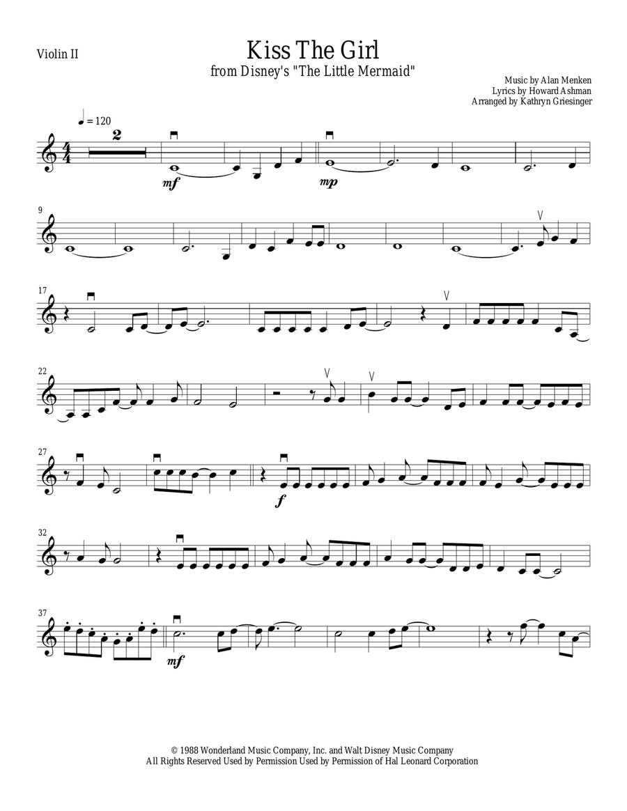 Kiss The Girl String Quartet scores gallery preview page 3