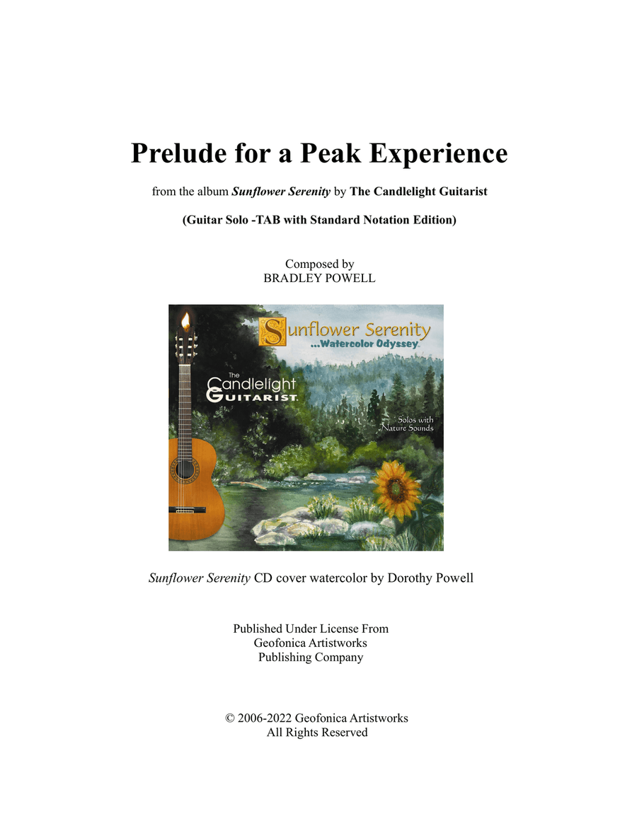 Prelude for a Peak Experience Classical Guitar scores gallery preview page 1