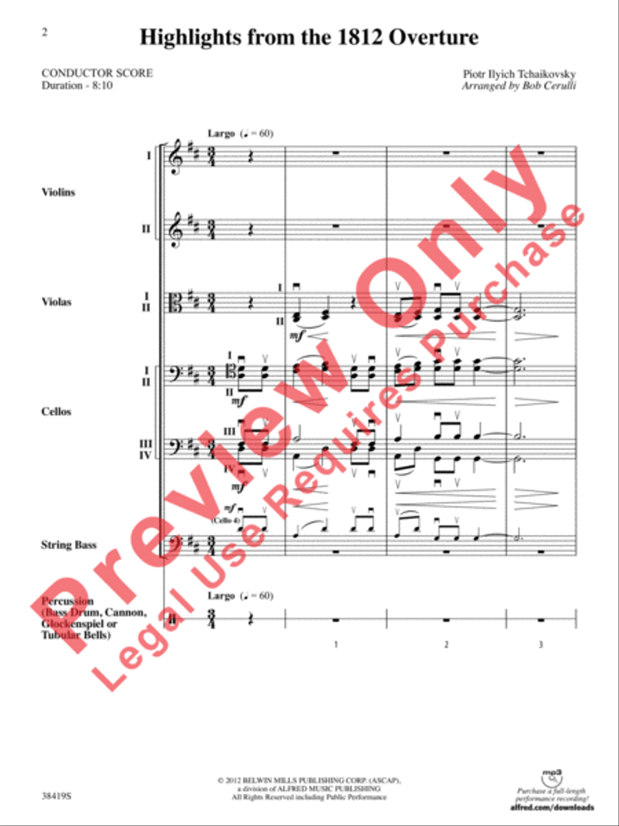 Highlights from the 1812 Overture String Orchestra scores gallery preview page 3