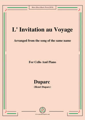 Duparc-L'invitation au voyage,for Cello and Piano