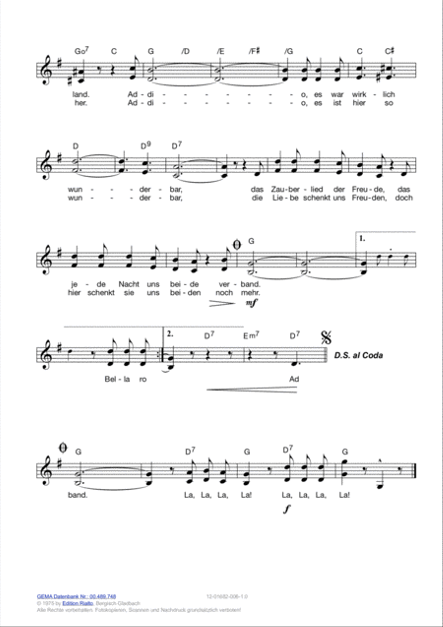 Addio, mia bella musica Addio, mia bella musica Voice scores gallery preview page 4