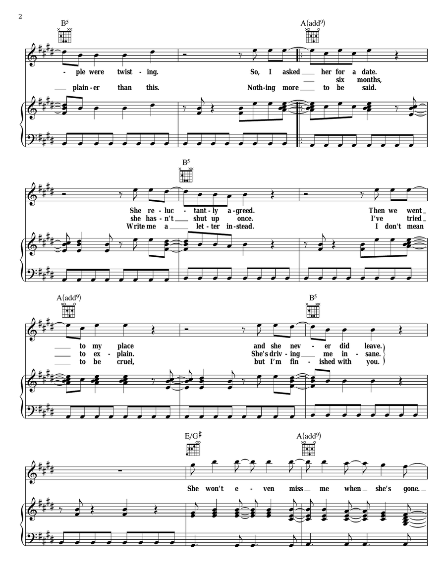 Talk To Ya Later Piano, Vocal, Guitar scores gallery preview page 2