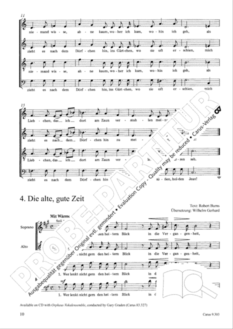 Funf Lieder von Robert Burns op. 55 Choir scores gallery preview page 10