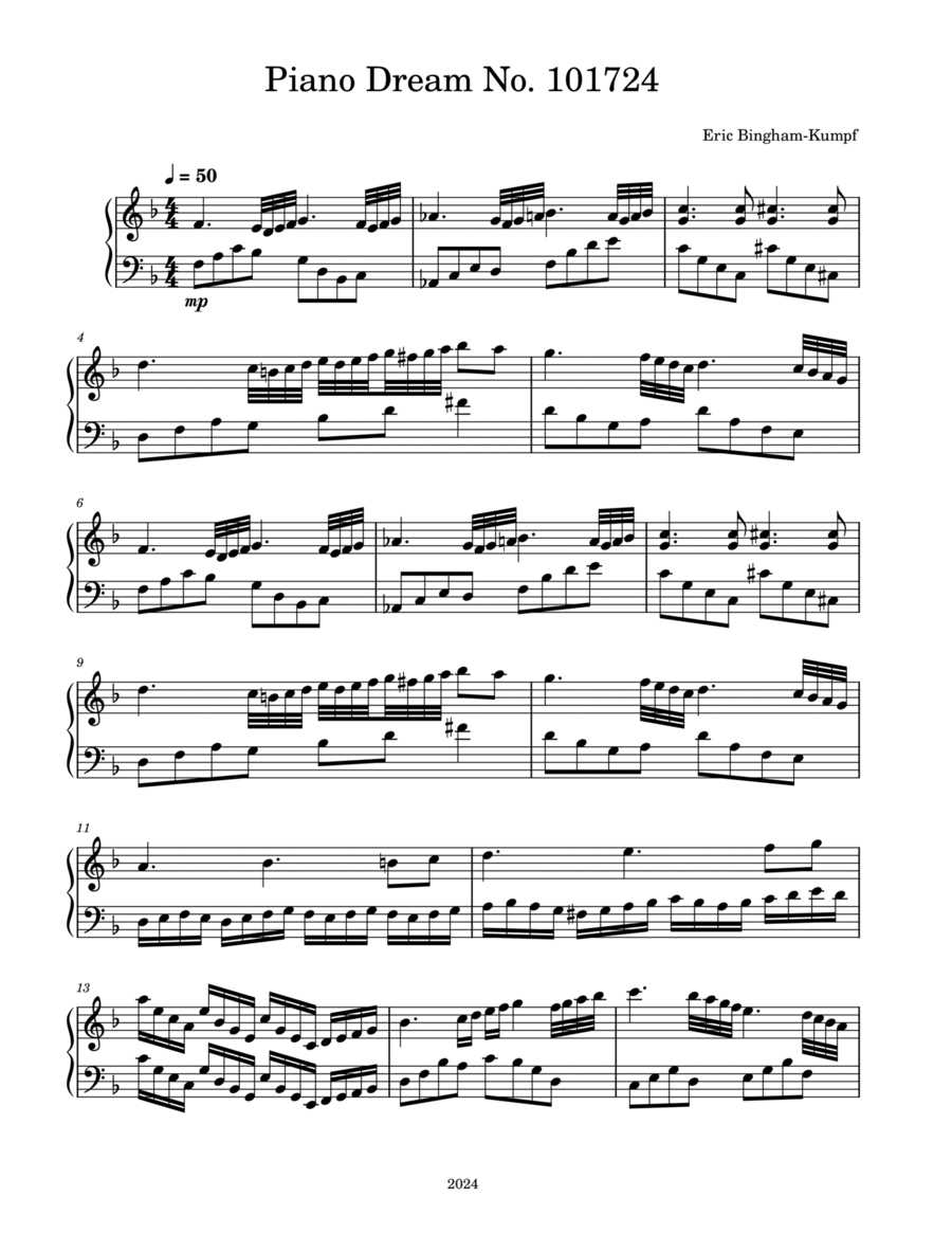 Piano Dream No. 101724 Piano Solo scores gallery preview page 1