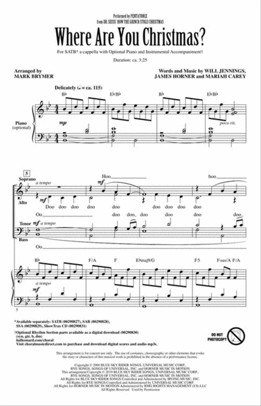 Where Are You Christmas? 4-Part scores gallery preview page 3
