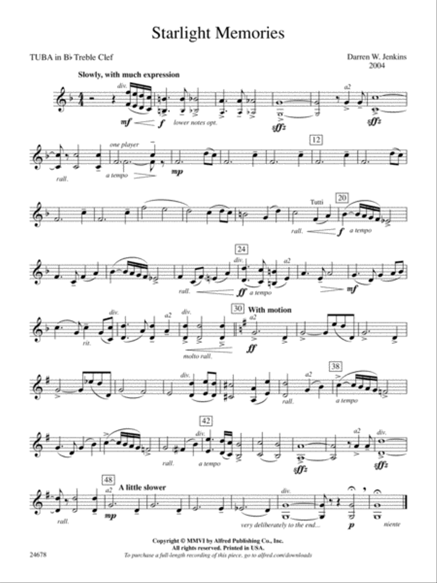 Starlight Memories: (World Part) B-flat Tuba T.C. Concert Band scores gallery preview page 1
