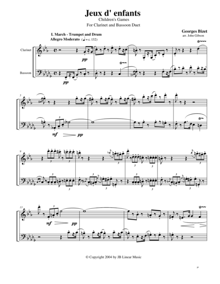 Bizet - Children's Games for Clarinet and Bassoon Duet image number null