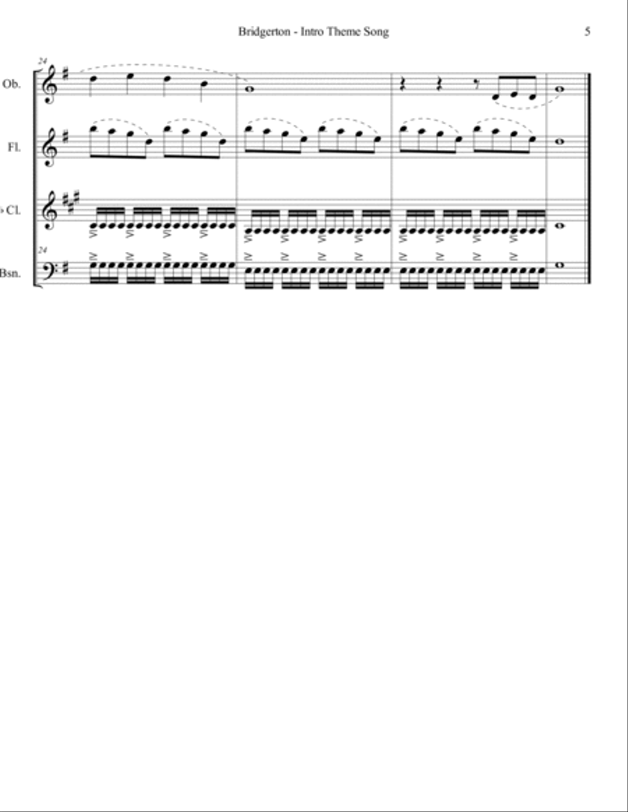 Bridgerton Theme Woodwind Quartet scores gallery preview page 5