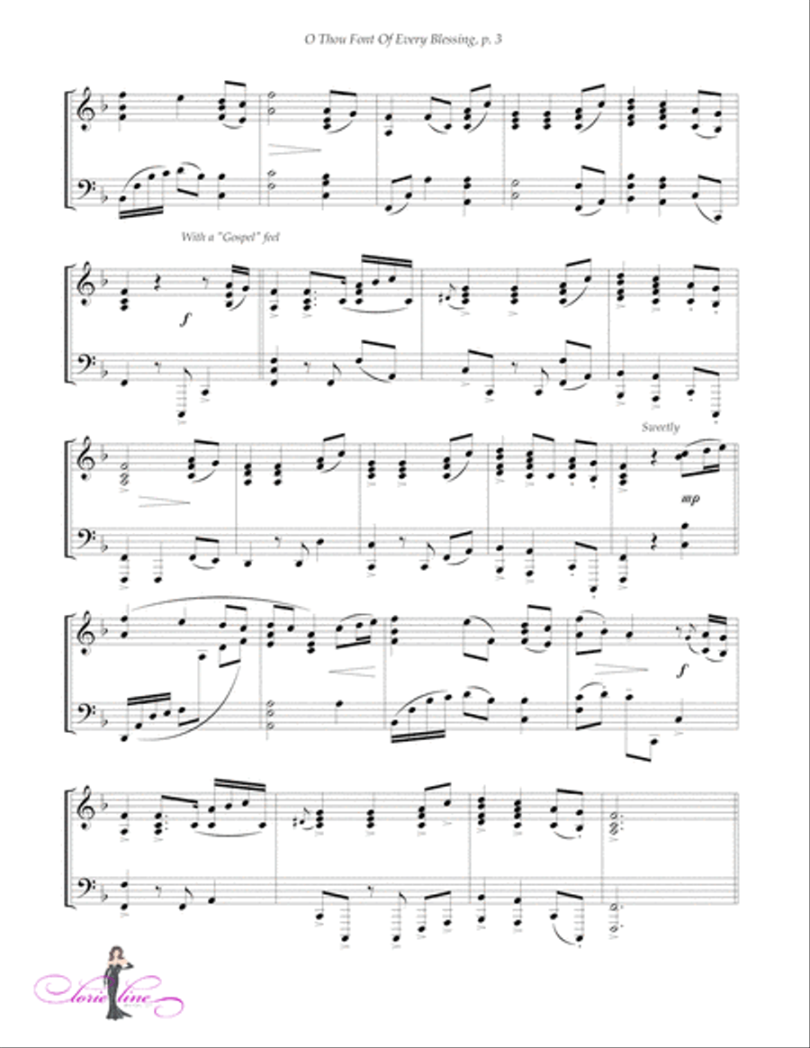 O Thou Fount Of Every Blessing Piano Solo scores gallery preview page 3