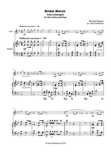 Bridal March, "Here Comes The Bride", for Solo Violin and Piano image number null