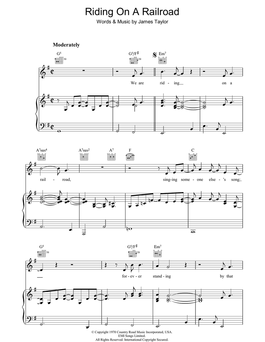 Riding On A Railroad Piano, Vocal, Guitar scores gallery preview page 1