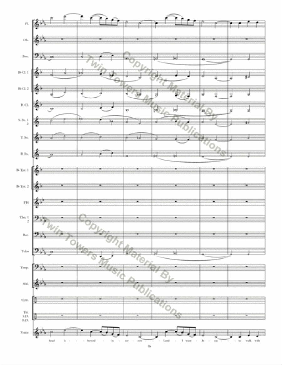 Chorale Prelude: I Want Jesus To Walk With Me Concert Band scores gallery preview page 17